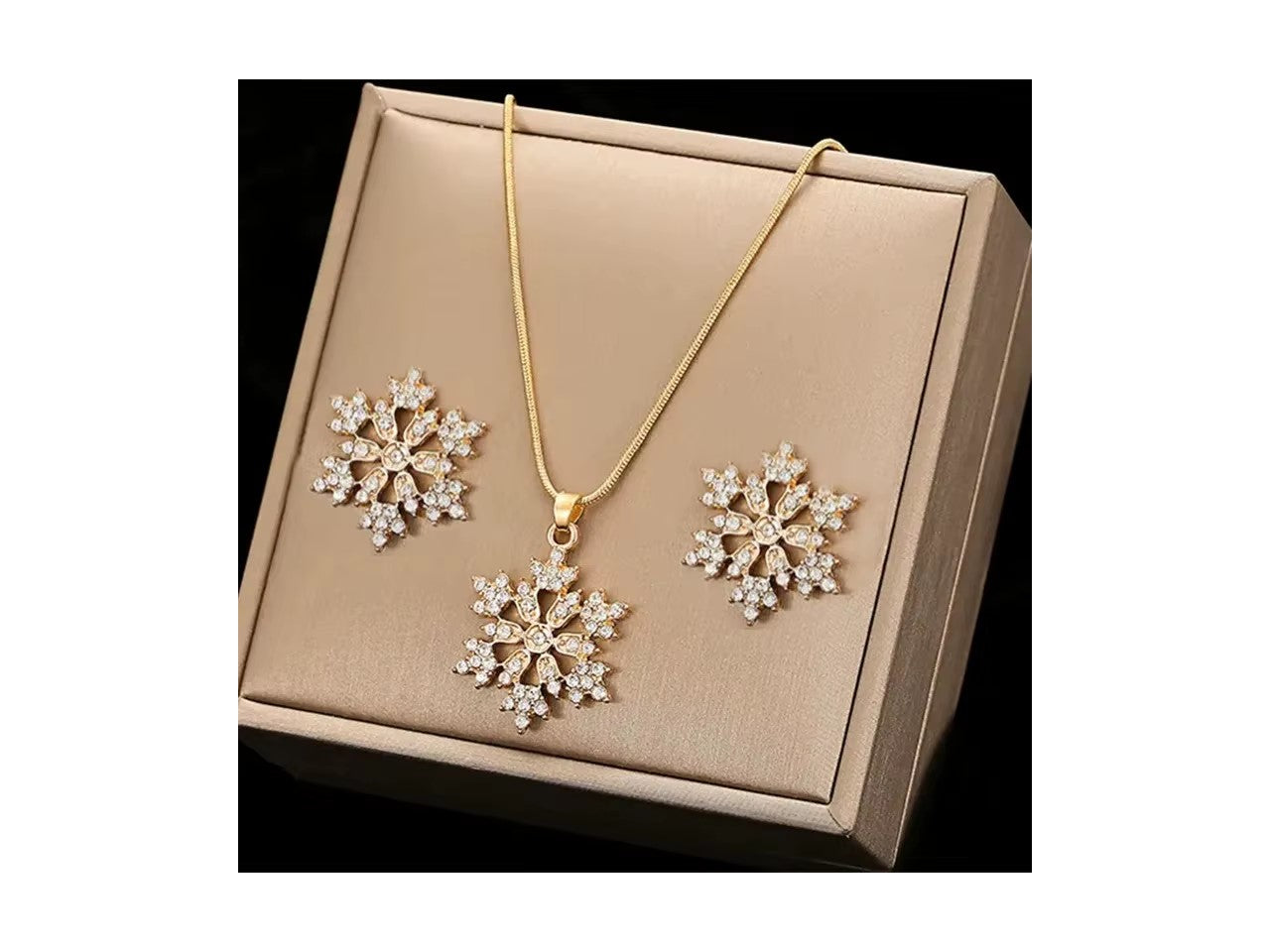 Schneeflocke Halskette und Ohrringe Set für Frauen Mädchen Mode Schmuck Set