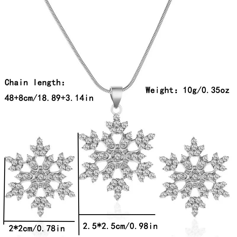 Schneeflocke Halskette und Ohrringe Set für Frauen Mädchen Mode Schmuck Set