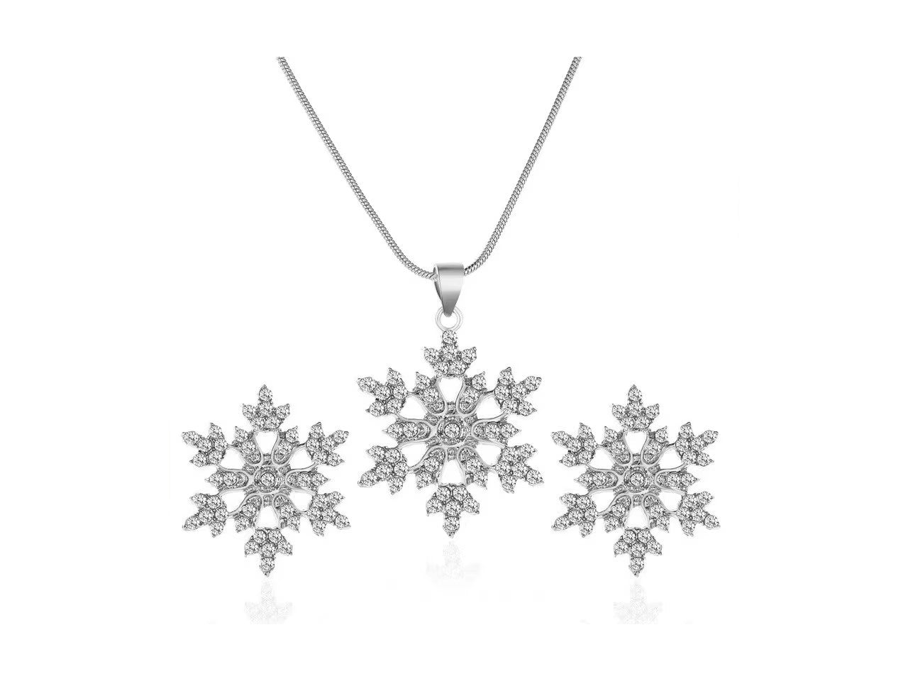 Schneeflocke Halskette und Ohrringe Set für Frauen Mädchen Mode Schmuck Set