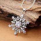 1Stk Silber Sterling Schneeflocke Halskette Zirkonia Strass Anhänger Modeschmuck