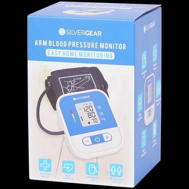 (SILVERGEAR) Digital Blutdruckmessgerät Oberarm LCD Blutdruck Monitor Automatisc