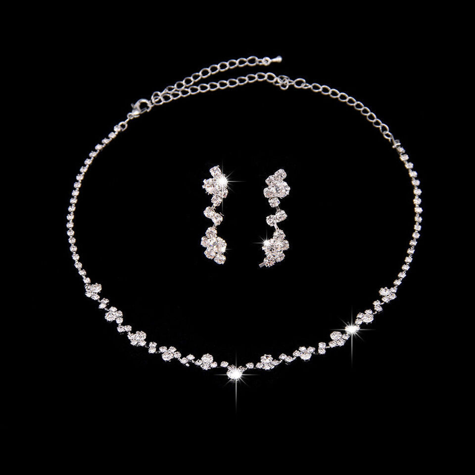 Set Braut Schmuck Schmuckset Collier Kette Ohrringe Kristall Hochzeit