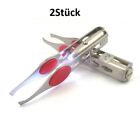 2x LED Licht Wimpern Augenbraue Haar Edelstahl Lady Make Up Entfernung Pinzett