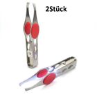 2x LED Licht Wimpern Augenbraue Haar Edelstahl Lady Make Up Entfernung Pinzett