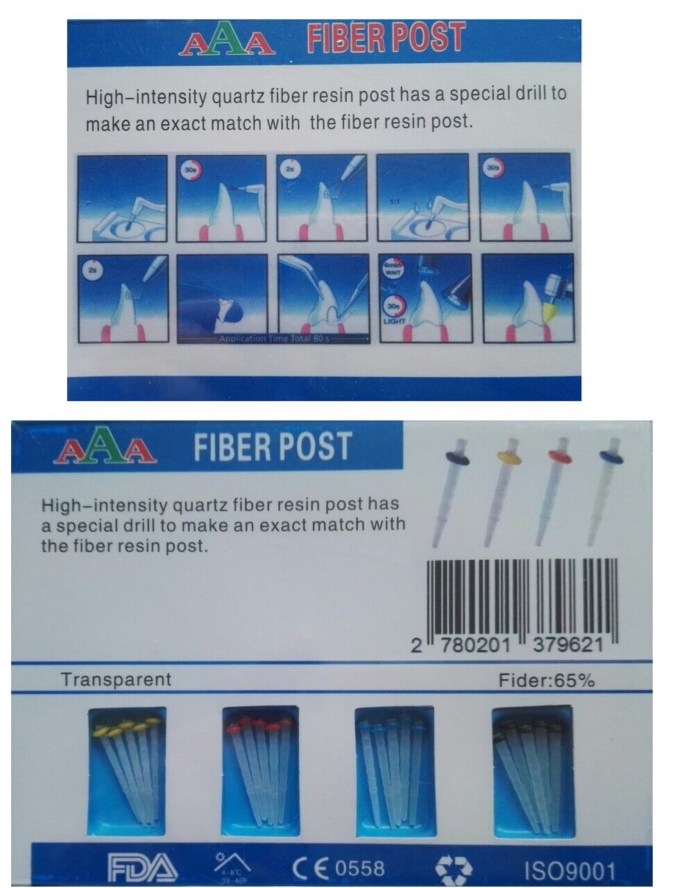 1 Box Dental Fiber Set 20 Stück Fiber Post 65% & 4 Bohrer Zahnarzt Produkt