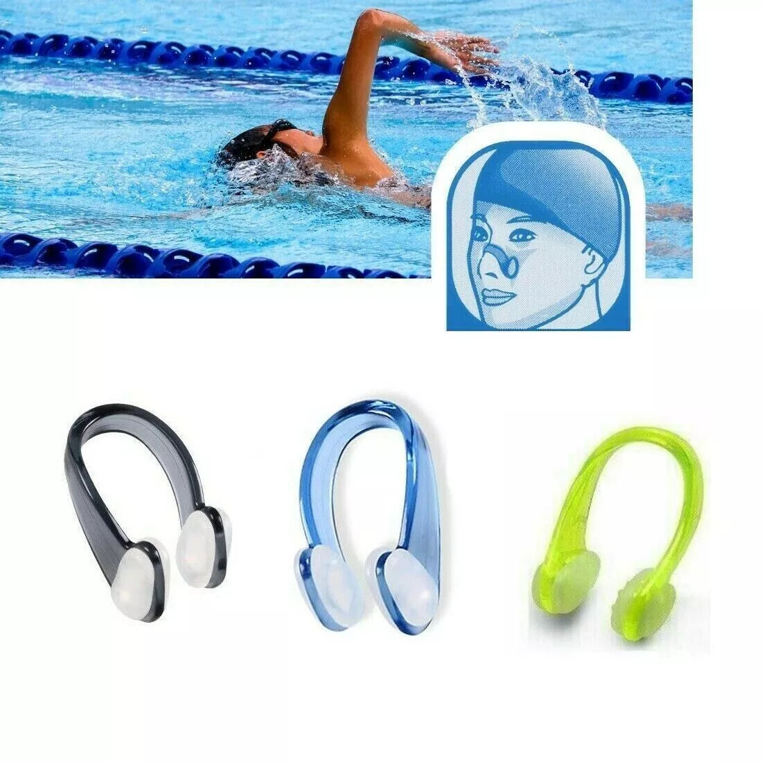 3 Stück Schwimmen Nasenklammer Tauchen Beschuetzer Kunststoff Nasenklammer