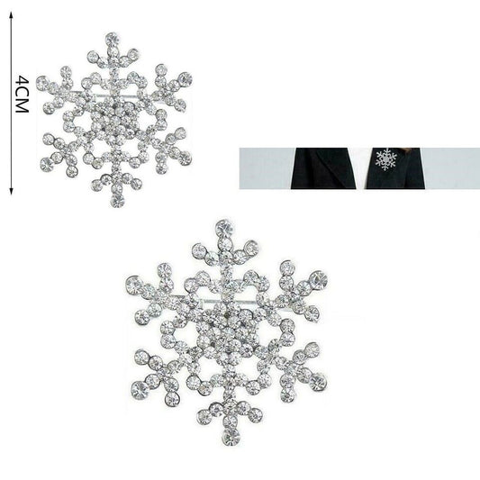 Schneeflocke Brosche Strass Kragen Pin Frauen Mädchen Schmuck Hochzeit