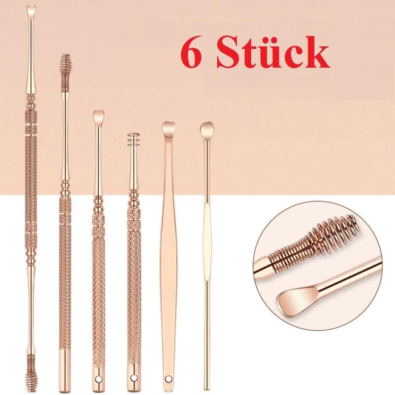 6 Teile/satz Tragbare Edelstahl Spirale Ohr Löffel Ohrenschmalz Entfernung