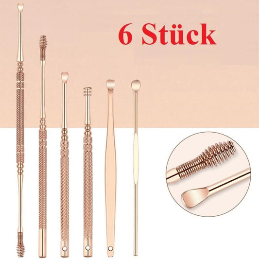 6 Teile/satz Tragbare Edelstahl Spirale Ohr Löffel Ohrenschmalz Entfernung